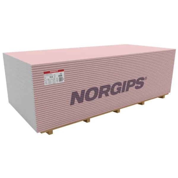 Гіпсокартон Norgips S GKF 2600x1200x12,5 мм вид DF
